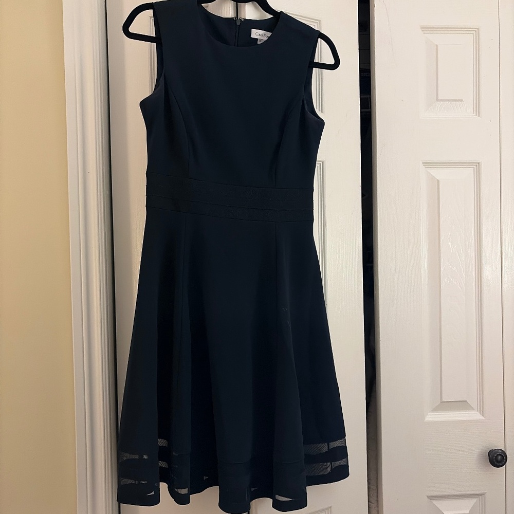 Hunter green fit and flare sleeveless dress